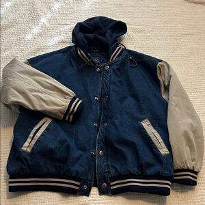 Men's Blue and Gray Varsity Jacket
